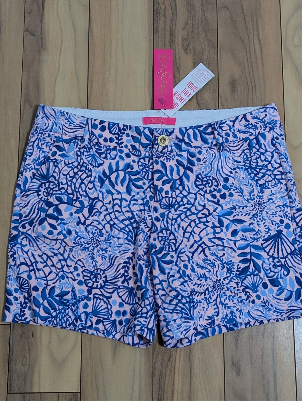NWT! Lilly Pulitzer Jayne Knit Shorts Calla Lilly Pink High Tides Good Vibes 8